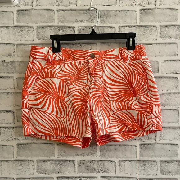 Women’s Gap coral monstera leaf print khaki sunkissed shorts size 4 - Picture 1 of 6